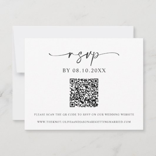 Klassieke Elegante Moderne Huwelijk RSVP QR code Kaart (Voorkant)