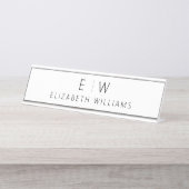 Klassieke Elegante Moderne Minimalistische Monogra Bureau Naambordje (Voorkant)