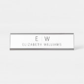 Klassieke Elegante Moderne Minimalistische Monogra Bureau Naambordje (Voorkant)
