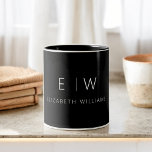 Klassieke Elegante Moderne Minimalistische Monogra Tweekleurige Koffiemok<br><div class="desc">Verhoog je ochtendroutine met onze Black and White Modern Minimalist Monogram Name Coffee Mok. Deze strakke en stijlvolle mok brengt een vleugje eigentijdse elegantie in uw dagelijkse koffieritueel. Het is gemaakt met kwaliteit in het achterhoofd en heeft een minimalistisch design in klassiek zwart-wit, waardoor het een veelzijdige aanvulling is op...</div>
