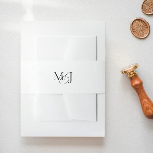 Klassieke Elegante Moderne Monogram Huwelijk Uitnodigingen Wikkel