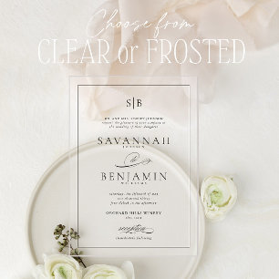 Klassieke Elegante Moderne Monogram Script Trouwen Acryl Uitnodigingen