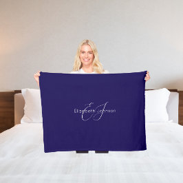 Klassieke elegante naam Aangepast blauw en wit Fleece Deken