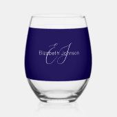 Klassieke elegante naam Aangepast blauw en wit Wijnglas Zonder Voet (Voorkant)