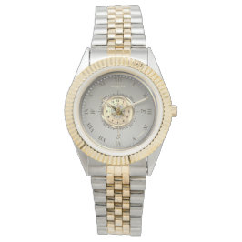 Klassieke Elegante Naïutische Tweekleurige Geflute Horloge