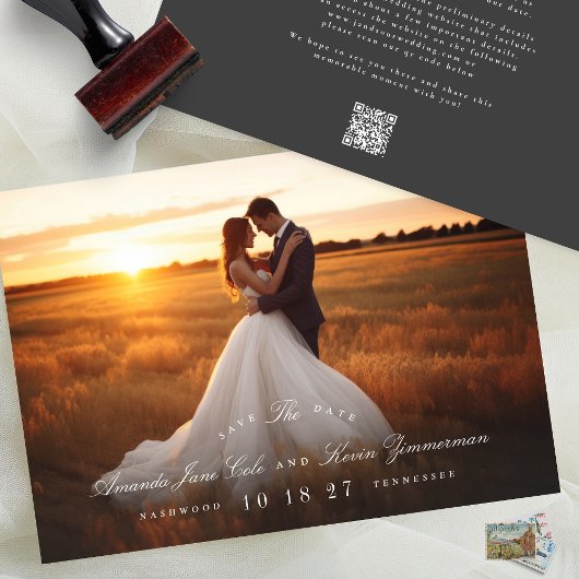 Klassieke Elegante Namen Foto QR Code Website Save The Date