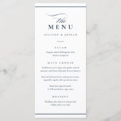 Klassieke Elegante Navy Blauw en Wit Bruiloft Menu (Voorkant)