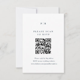 Klassieke Elegante Navy Blauwe Trouw QR Code RSVP Kaartje