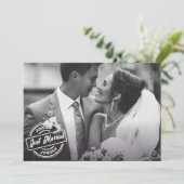 Klassieke elegante net getrouwd foto  aankondiging (Staand voorkant)