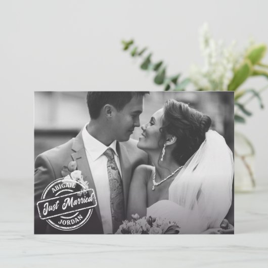 Klassieke elegante net getrouwde foto aankondiging (Staand voorkant)