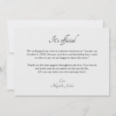 Klassieke elegante net getrouwde foto  aankondiging (Achterkant)