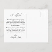 Klassieke elegante net getrouwde foto  aankondigingskaart (Achterkant)