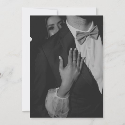 Klassieke Elegante Neutrale Ampersand Monogram Huw Save The Date (Achterkant)