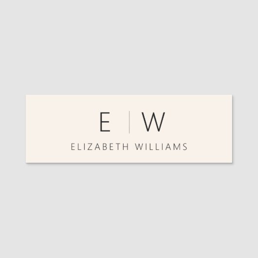 Klassieke Elegante Neutrale Minimalistische Monogr Naamplaatje (Voorkant)