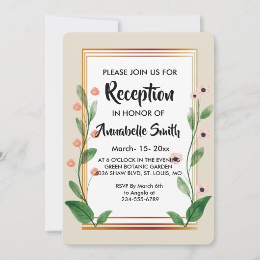 Klassieke & elegante ophisticated receptie kaart (Voorkant)