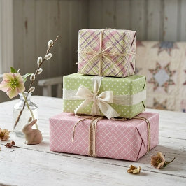 Klassieke Elegante Pasen Geruite Cadeaupapier Vel