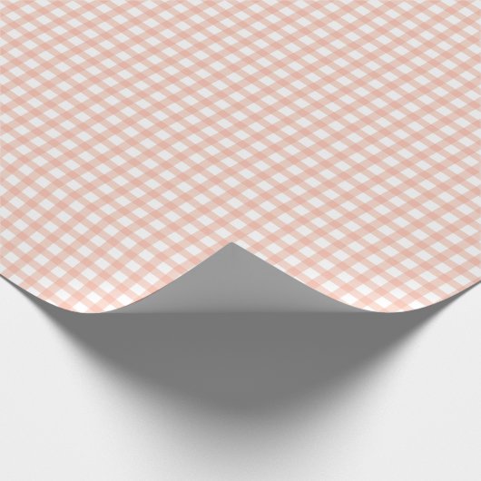 Klassieke Elegante Pastel Peach Gingham Patroon Cadeaupapier (Hoek)