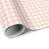 Klassieke Elegante Pastel Peach Gingham Patroon Cadeaupapier (Rol Hoek)