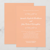 Klassieke Elegante Perzik Witte Formele Huwelijksk Kaart (Voorkant / Achterkant)