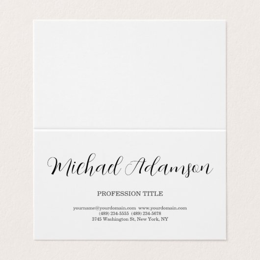 Klassieke Elegante Plain Eenvoudige Witte Minimali Visitekaartje (Buitenkant ongevouwen)