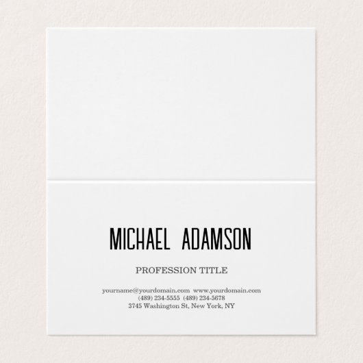 Klassieke Elegante Plain Eenvoudige Witte Minimali Visitekaartje (Buitenkant ongevouwen)