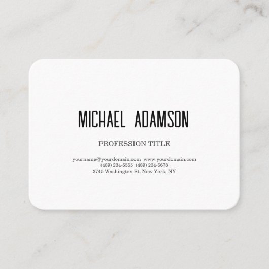 Klassieke Elegante Plain Eenvoudige Witte Minimali Visitekaartje (Voorkant)