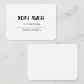 Klassieke Elegante Plain Eenvoudige Witte Minimali Visitekaartje (Voorkant / Achterkant)