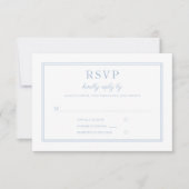 Klassieke Elegante Poeder Blauw Script Wedding RSVP Kaartje (Voorkant)