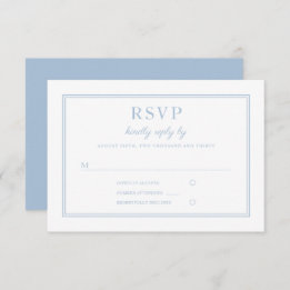 Klassieke Elegante Poeder Blauw Script Wedding RSVP Kaartje
