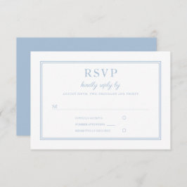Klassieke Elegante Poeder Blauw Script Wedding RSVP Kaartje