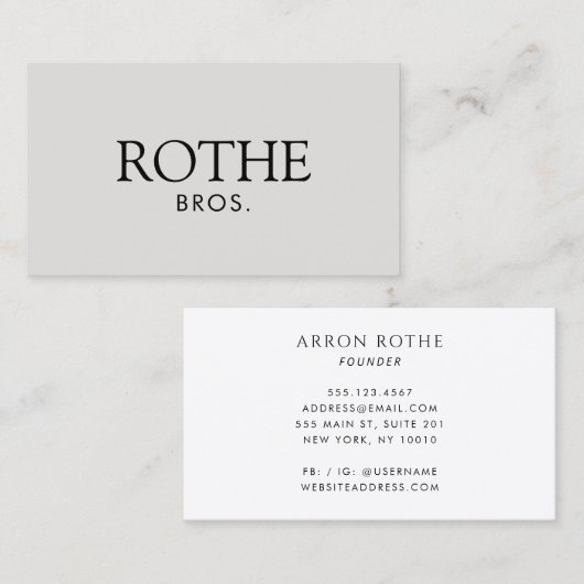 Klassieke elegante professionele tapes grijs visitekaartje (Voorkant / Achterkant)