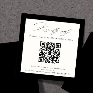 Klassieke elegante QR RSVP ivoor trouw mini Informatiekaartje