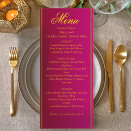 Klassieke & Elegante Rode en Gouden Trouw Menu Kaa