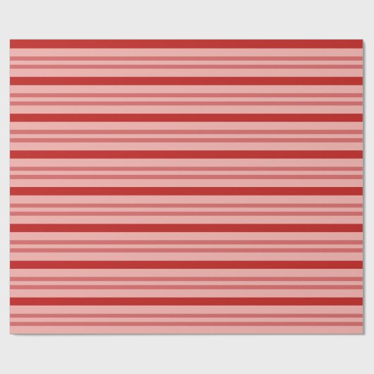 Klassieke Elegante Rode en Roze Candy Cane Stripes Cadeaupapier (Vlak)