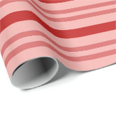 Klassieke Elegante Rode en Roze Candy Cane Stripes Cadeaupapier (Rol Hoek)