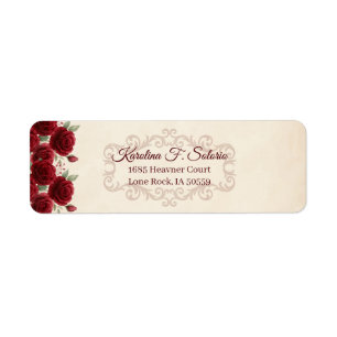 Klassieke Elegante Rode Rozen Bloemrijke Bourgondi Etiket