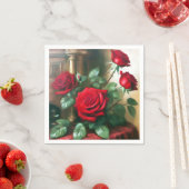 Klassieke Elegante Rode Rozen Kunst Servet (Insitu)