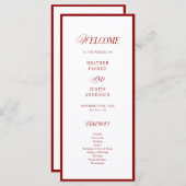 Klassieke Elegante Rode Trouwprogramma's (Voorkant / Achterkant)