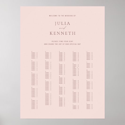 Klassieke elegante Roos-alfabetische bruiloft Poster (Voorkant)