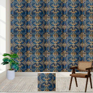 Klassieke Elegante Royal Blue en Gold Griekse Tege Tegeltje