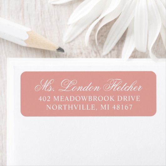 Klassieke Elegante Roze Gouden Script Bruiloft Etiket (Insitu)