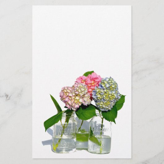 Klassieke elegante roze hortensia's in metselaarpo briefpapier (Voorkant)
