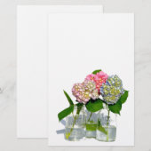 Klassieke elegante roze hortensia's in metselaarpo briefpapier (Voorkant / Achterkant)