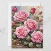 Klassieke Elegante Roze Rozen Bruiloft Uitnodiging (Achterkant)