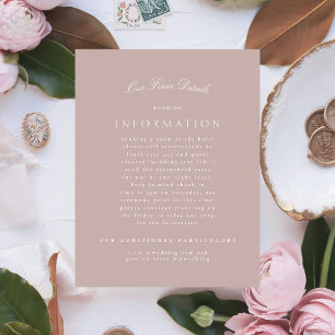 Klassieke Elegante Roze Taupe Formele Bruiloft Informatiekaartje