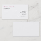 Klassieke elegante roze witte minimumplaat visitekaartje (Voorkant / Achterkant)