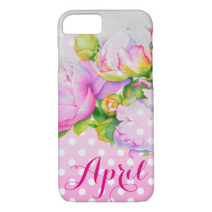 Klassieke elegante roze witte pioen bloemige polka Case-Mate iPhone case