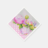 Klassieke elegante roze witte pioen bloemige polka servetten (Hoek)
