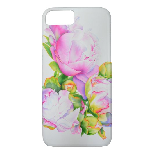 Klassieke elegante roze witte pioen florale waterv Case-Mate iPhone case (Achterkant)