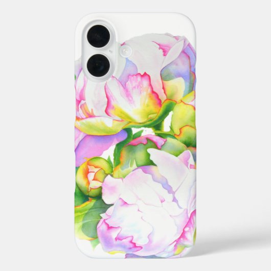 Klassieke elegante roze witte pioen florale waterv Case-Mate iPhone case (Achterkant)